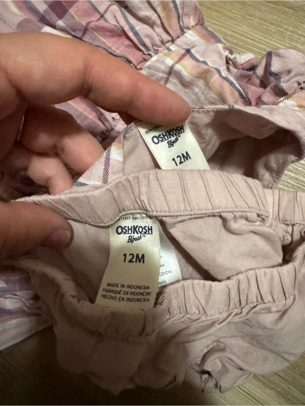 OshKosh B'gosh Baby Girl Summer Dress Lot Bloomers Mustard Plaid Floral 12M